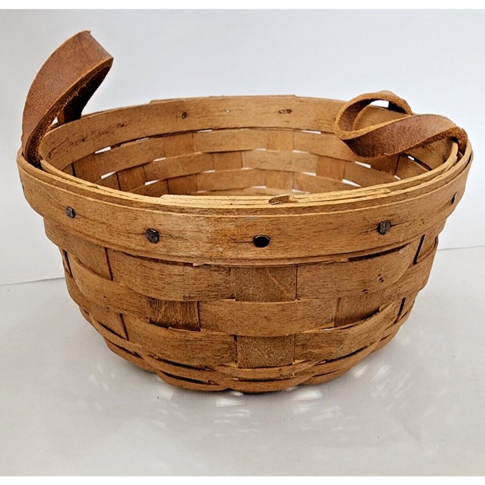 Longaberger Round Leather Handles Basket